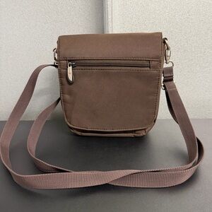 Travelon Brown Nylon Crossbody Organizer Bag